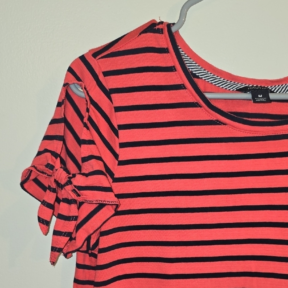 Nautica Women's Red and Black Striped Short Sleeve Top LOT-R1 - Picture 4 of 5